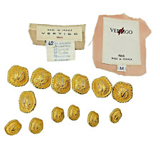 Vertigo Paris 13 Gold Tone Round Rope y2k Logo Sewing Buttons Vintage France tag picture