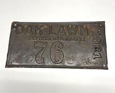 1921 Oak Lawn Illinois Local License Plate Tag Low Number Antique RARE 76 WOW picture