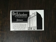 Vintage 19360The Belvedere Hotel Baltimore Maryland Print Ad Advertisement picture