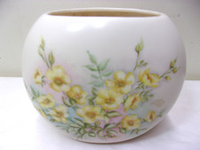 Vintage Oval Floral Ceramic Pottery Vase Planter 5.5 H x 7 L 3.75 W picture