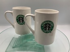 New Vintage Pair 2 Starbucks Classic Logo Coffee Ceramic 10oz mugs 2008 picture