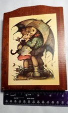 Vintage Hummel #36 Chidren/Umbrella on Decorative Wooden plaque  picture
