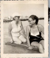1950s Photograph Women on Surfboard Cape May NJ Boardwalk Beach Swimwear picture