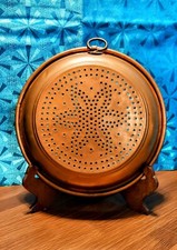 Antique Unmarked Solid Copper Colander/Strainer/Sieve w/Star Pattern/9.5