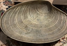 Vtg 70’s Large Brass Footed Clam Tray STUNNING Heavy Bowl picture