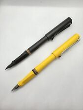 LAMY Safari Fountain pen, LOT OF 2, Yellow & Charcoal, Broad Nib and Ex-Fine Nib picture