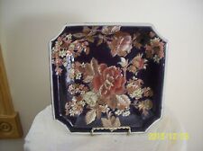 H.F.P Macau Vintage Chinoiserie Porcelain Square Floral Plate 