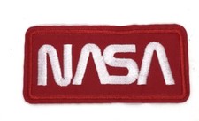 NASA Worm red and white white embroidered Patch iron/sew on  4x1.9 inches p1-4 picture
