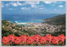 Roadtown Tortola BVI Postcard Panoramic View Hibiscus & Recipe M&M Postcards picture