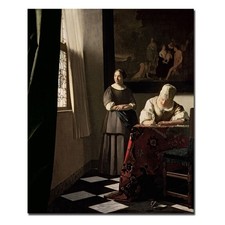 Trademark Fine Art Jan Vermeer Lady Writing a Letter with Her Maid 1670 Print picture