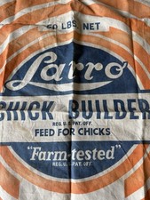Vintage 50 Lb Chick Feeder Larro Cloth Feed Bag Fabric Farmhouse Style picture