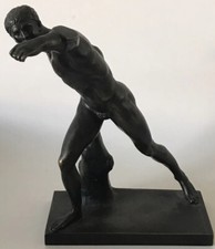 VINTAGE MUSÉE DU LOUVRE BRONZE BROGHESE GLADIATOR SCULPTURE FRENCH MODERN MAN picture