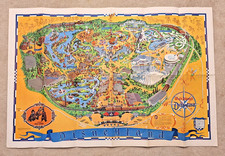 Vintage 1972 Walt Disney Guide to Disneyland Souvenir Wall Map Large 30x44 RARE picture