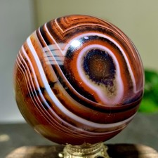 91G Natural orange-black stripe agate sphere Crystal Ball Madagascar mineral picture