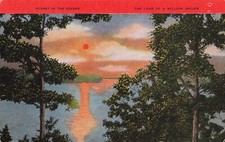 SUNSET IN THE OZARK MOUNTAINS OZARKS POSTCARD AR ARKANSAS & MO MISSOURI 1930s picture