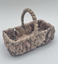 Vintage Reed Wooden Mini Basket Natural Tan 5.25