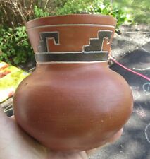 Vintage Leopoldo de Mexico Folk Art Redware Signed  Pottery Vase Planter 4.5