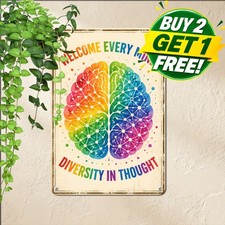Neurodiversity Acceptance Brain Sign Inspiring Mental Health Metal Plaque picture