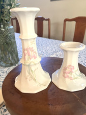 Vintage TOYO Candlestick Holders French Orchids 3.5” & 6.25