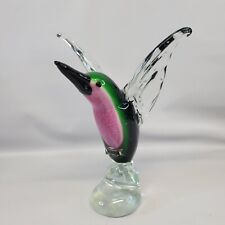 7” Blown Art Glass Hummingbird Paperweight Designed in Murano Chipped Beak picture