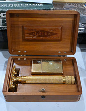 1926 Gillette Big Fellow Gold Vintage Safety Razor with Case picture
