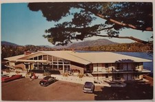 Vintage Golden Arrow Motor Hotel Lake Placid New York Chrome Postcard NY Cars picture