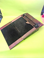 Vintage 1900-1919 Wooden Writing Box Wood/Metal Foldable Hinged Compartments picture