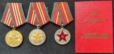 Full Set 3 USSR Medals For Irreproachable Service 1 2 3 Class with Document picture