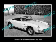 OLD LARGE HISTORIC PHOTO OF FERRARI 275 GTS SPIDER 1964 LAUNCH PRESS PHOTO 2 picture