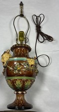 ANTIQUE MAJOLICA LAMP CONVERSION. Wilhelm Schiller & Sohn (WS&S 356). 1800s Base picture
