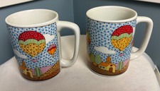 Lot of 2 OTAGIRI Patchwork Country Hot Air Balloon Mug Coffee Cups - Japan picture