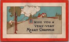 Vintage Art Deco MERRY CHRISTMAS Postcard A.M. DAVIS CO / 1917 Cancel picture