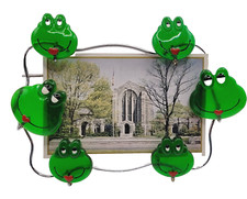 Vtg Y2K Green Lucite Frog Picture Frame Chrome Metal Heart Lips Whimsical 4x6 picture