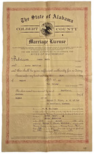 Rare 1900 Alabama Marriage License ('Colored') Colbert County, Antique picture