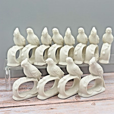 VTG Ardalt Bone China Bird Napkin Rings Set of 12 Male & Female Taiwan White picture