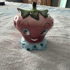 Vintage PY Miyao Anthropomorphic Strawberry Face Planter Vase Japan picture