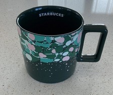 Starbucks Marble Forest Green Ceramic Coffee Tea Mug Cup 12 oz BWB22 picture