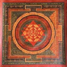 SRI YANTRA SRI CHAKRA NEWARI  THANGKA PAINTING - OIL VARNISHED MEDITATION ART picture