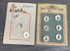 Vintage Mother Of Pearl Button Cards -NOS -2 Cards picture