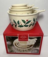 Lenox Holiday Measuring Cup Set Of 4 Christmas Holly Leaves Berries  picture