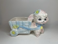 Vintage Ardco Baby Nursery Planter Lamb  Pink and Blue Made in Japan picture