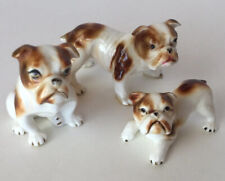 English Boston Terrier Bulldog Hand Painted Figurine Japan Cake Toppers Set Of 3 picture