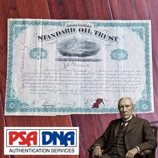 JOHN D. ROCKEFELLER Signed STANDARD OIL Founder Stock Autograph * PSA FLAGLER picture
