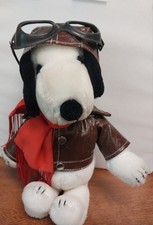 Orig. 1968 Rare Vintage Snoopy Pilot Plush Figure Jacket Hat Leather  picture