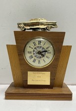 Vintage Lanshire Electric Desk Clock Wood Car Figurine 1958 San Gabriel Drags picture