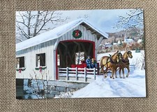 Vintage Persis Clayton Weirs Saturday Ride Christmas Card Rustic Framable picture
