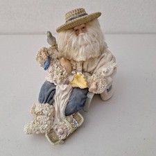 RARE Chelsea Fair Santa By The Sea Claus Birds Shells Beach Hat Artisan Flair  picture