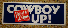NOS Unused Vintage TONY LAMA BOOTS Bumper Window Sticker COWBOY UP Promo picture