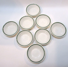 Eight Vintage Buffalo USA Green Stripe White Porcelain Sauce Bowls F picture