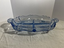 Fostoria BAROQUE Blue 10 3 Part Relish Server Excellent VTG Condition Mint picture